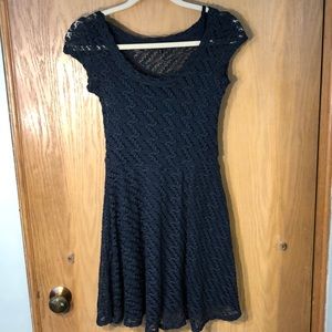 As U Wish navy fit and flare lace dress